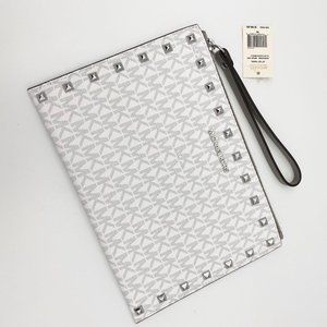 Michael Kors Studded White Grey Multi XL Wristlet